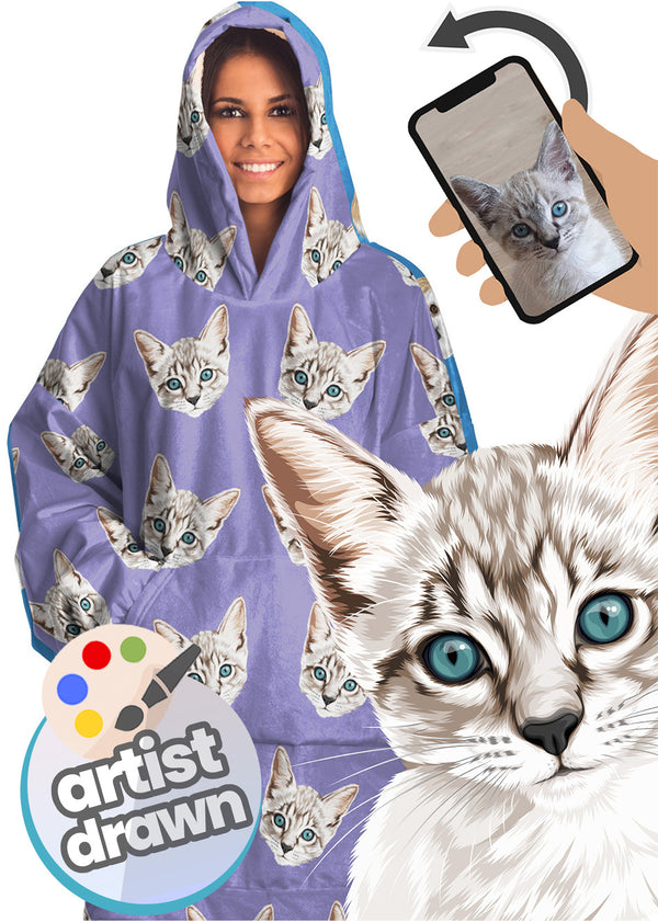 Adult Custom Snug HOODIE: Orig. Cat Face Art