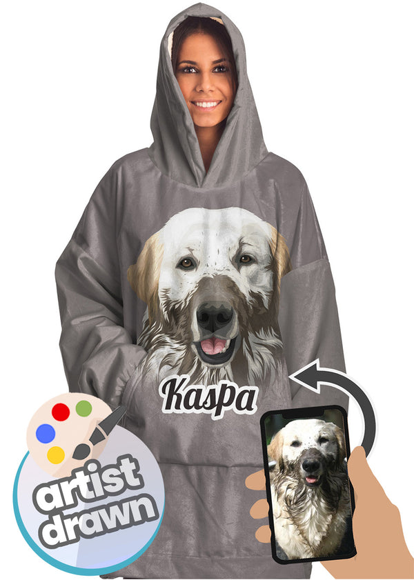 Adult Custom Snug HOODIE: Super-Sized Orig. Face Art (Dog, Cat, Human Face)