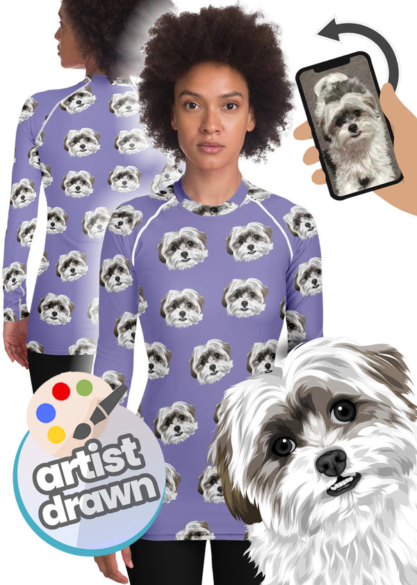 Custom Rashie | Women's: Orig. Face Artwork (Dog, Cat, Human Face)