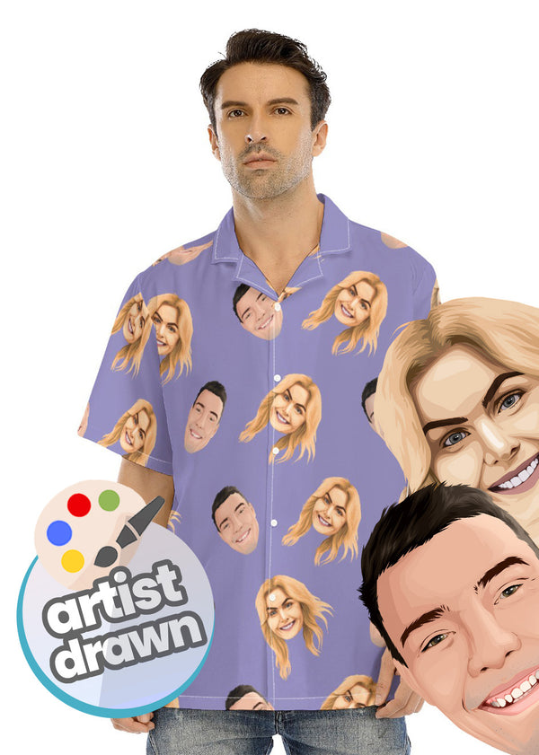 Custom Hawaiian Shirt: Orig. Face Artwork (Dog, Cat, Human Face)