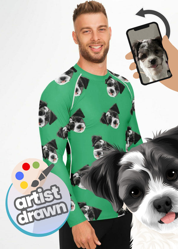 Custom Rashie | Men's: Orig. Face Artwork (Dog, Cat, Human Face)