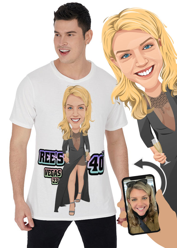 Custom Novelty Cartoon Birthday Party T-Shirt - BULK ORDER (18th, 21st, 30th, 40th, 50th etc.) (7+ Piece Min.) Mens & Women's Sizing (NEXT-DAY production pricing avail.)